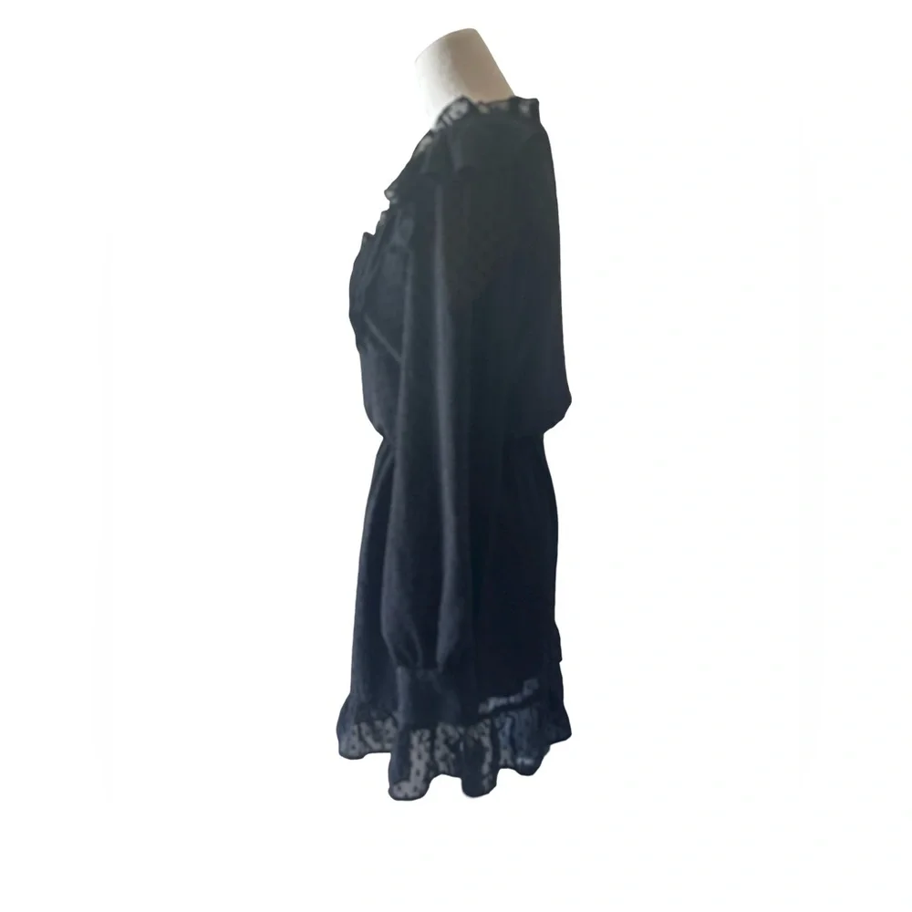 NEW! ZARA Black Classy Swiss Dress Sheer Sleeves. Size M - Picture 4 of 12